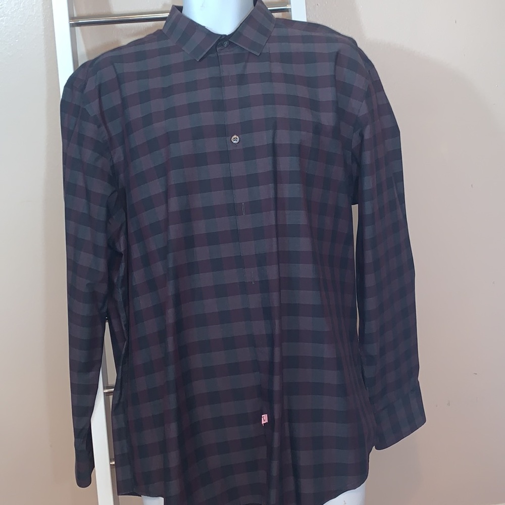Alfani Men’s Purple/Gray Plaid Button Down - Picture 8 of 9